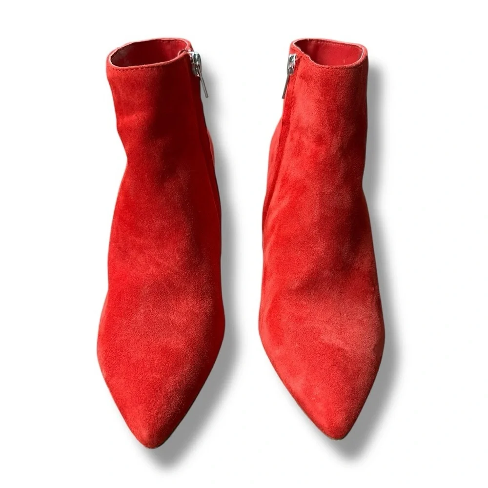 Steve Madden Kasey Red Suede Leather Kitten Heel Ankle Booties | Size 8.5